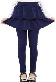 img 4 attached to 👧 Rysly Girls Stretchy Leggings with Ruffle Skirt in Solid Colors 2-9 Years