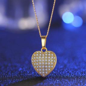 img 3 attached to YHLISO Love Heart Necklace: Round CZ Diamond Cluster Crystal Pendant - Elegant Choker Mother Jewelry for Women