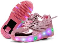 ehauuo unisex kids led light up retractable roller skate sneaker: flashing wheel shoes for girls and boys logo