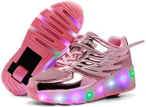 img 4 attached to Ehauuo Unisex Kids LED Light up Retractable Roller Skate Sneaker: Flashing Wheel Shoes for Girls and Boys