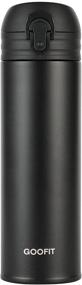 img 4 attached to ☕ GOOFIT 16 Ounce Black Stainless Steel Travel Mug - Double Wall Vacuum Insulated Thermos Beverage Bottle