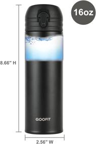 img 3 attached to ☕ GOOFIT 16 Ounce Black Stainless Steel Travel Mug - Double Wall Vacuum Insulated Thermos Beverage Bottle