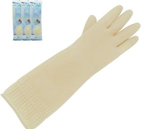 img 4 attached to 🧤 All Natural Latex Rubber Gloves – 3 Pairs, Large Size, Reusable and Durable for Household Cleaning – No Artificial Coloring, Non-Sticky, Ideal for All Household Chores (L)