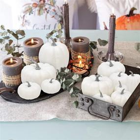 img 3 attached to 🎃 Assorted Sizes Artificial White Pumpkins - Ideal Tabletop Centerpiece, Fall Wedding, Thanksgiving and Halloween Decoration for Seasonal Holiday, Autumn Party Crafts, Home Decor