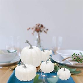 img 1 attached to 🎃 Assorted Sizes Artificial White Pumpkins - Ideal Tabletop Centerpiece, Fall Wedding, Thanksgiving and Halloween Decoration for Seasonal Holiday, Autumn Party Crafts, Home Decor