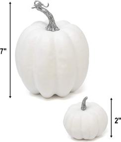 img 2 attached to 🎃 Assorted Sizes Artificial White Pumpkins - Ideal Tabletop Centerpiece, Fall Wedding, Thanksgiving and Halloween Decoration for Seasonal Holiday, Autumn Party Crafts, Home Decor