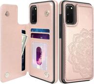 🌸 stylish and functional mmhuo samsung galaxy s20 case: floral flip wallet case with card holder and full phone protection in rose gold logo