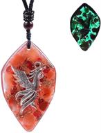 🔥 phoenix rising necklace: glow in the dark pendant with sacral chakra stone, lucky charm abundance necklace logo