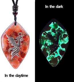 img 3 attached to 🔥 Phoenix Rising Necklace: Glow In The Dark Pendant with Sacral Chakra Stone, Lucky Charm Abundance Necklace