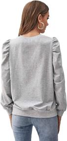 img 3 attached to Comfy and Stylish: ROMWE Women's Casual Puff Long Sleeve Crewneck Solid Sweatshirt Pullover