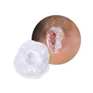 👂 100-pack clear plastic disposable ear covers for hair dye - water, salon, bath, spa, and stain protection logo