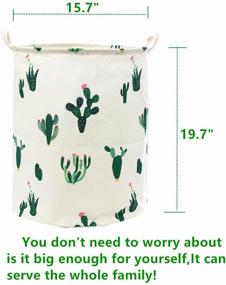 img 3 attached to Large 19.7-inch Waterproof Foldable Canvas Laundry Hamper Bucket for Storage Bin - TIBAOLOVER; Ideal for Kids Room, Home Organization, Nursery Storage; Baby Hamper with Stylish Cactus Design in Green/Red Color