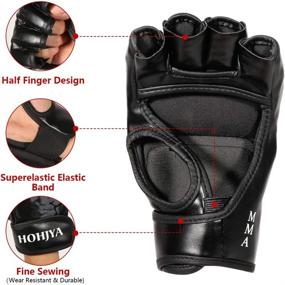 img 2 attached to 🥊 Half Finger MMA Gloves for Men and Women - Adjustable Wrist Band, Knuckle Protection - Ideal for Sanda, Sparring, Punching Bag, Kickboxing, Muay Thai, and MMA Training