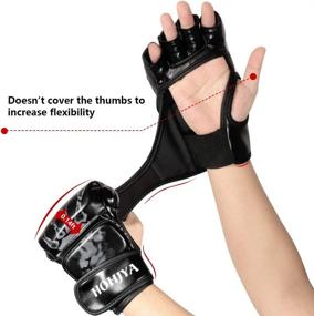 img 1 attached to 🥊 Half Finger MMA Gloves for Men and Women - Adjustable Wrist Band, Knuckle Protection - Ideal for Sanda, Sparring, Punching Bag, Kickboxing, Muay Thai, and MMA Training