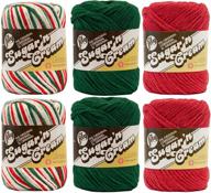 🧶 6-pack lily sugar'n cream yarn variety assortment - 100% cotton solids and ombres, medium weight (#4 worsted) - perfect for holidays logo
