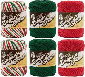 img 1 attached to 🧶 6-Pack Lily Sugar'n Cream Yarn Variety Assortment - 100% Cotton Solids and Ombres, Medium Weight (#4 Worsted) - Perfect for Holidays