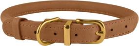 img 3 attached to BRONZEDOG Durable Rolled Leather Dog Collar: Round Rope Collars for Small, Medium, and Large Dogs, Puppies, and Cats in Burgundy, Mustard, Dark Blue, and Light Brown