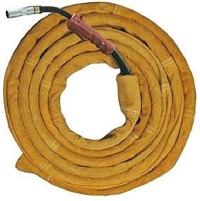 img 3 attached to 🔥 Holulo Flame-Resistant Leather Kevlar Stitched Torch Cable Cover - Protect Your MIG/Plasma Cables with Yellow Tig Sleeves, 137'' Long