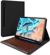 typecase samsung galaxy tab s7 keyboard case - slim leather folio cover with backlit keyboard - 📱 s pen holder - detachable keyboard - 7 color options - for s7 2020 (sm-t870 sm-t875 sm-t878) (black) logo