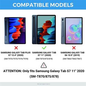 img 2 attached to Типкейс Клавиатурный чехол для Samsung Galaxy Tab S7 - Тонкий кожаный фолиант с подсветкой клавиатуры - Держатель 📱 S Pen - Съемная клавиатура - 7 вариантов цветов - для S7 2020 (SM-T870 SM-T875 SM-T878) (Черный)