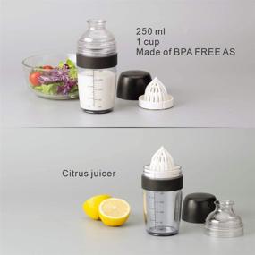 img 3 attached to 🥗 2 in 1 Salad Dressing Shaker Container: Citrus Juicer, Dripless Pour, Leak-free – Easy to Clean & Dishwasher Safe, BPA Free – Homemade Salad Dressing Bottle Mixer, 250ml (1Cup)