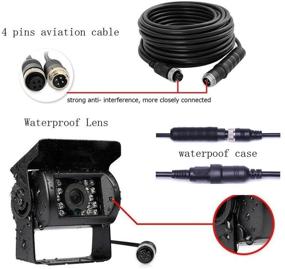 img 2 attached to 🚗 Camecho Vehicle Backup Camera: 4 Split Monitor, Front and Rear View, 18 IR Night Vision, Waterproof, for Trucks RV Trailer Bus