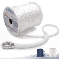 🚤 innocedear anchor rope: high-quality white braided line - 3/8" x 100' premium solid braid mfp boat rope with stainless steel thimble - top-notch marine rope for boating accessories логотип