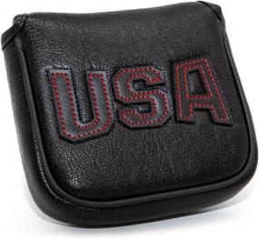 img 3 attached to USA Square Mallet Putter Headcover by Barudan Golf: Magnetic Putter Cover for Men - Patriotic Black for Scotty Cameron 6M DB, Taylormade Spider Tour, TM Spider, Ping - Club Protector