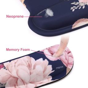 img 1 attached to Peony Design MOSISO Wrist Rest Support for Mouse Pad & Keyboard 🌸 Set: Ergonomic Non-Slip Cushion for Pain Relief, Easy Typing & Home/Office Comfort - Blue