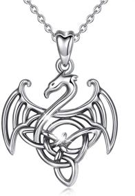 img 4 attached to 🐉 CELESTIA Dragon Necklace: Vintage Celtic Pendant with Sterling Silver Chain - Perfect for Women, Girls, and Men