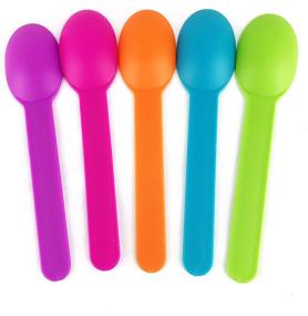 img 2 attached to Eco-Friendly Plastic Spoons for Frozen Yogurt, Ice Cream & Frozen Desserts - Pack of 50