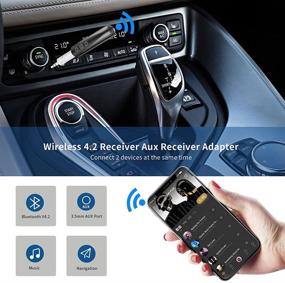 img 2 attached to 🎧 Mini Bluetooth Receiver, Wireless V4.2 Audio Adapter with Hands-Free Car Kits, 3.5mm Jack for Car Aux Jack, Home, Headphone (Black)