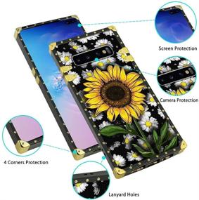 img 1 attached to 🌻 Dazzling Sunflower Samsung Galaxy S10 Plus Case: Floral Design with Screen Protector, Lanyard, Kickstand & Finger Grip - Perfect for Women and Girls!