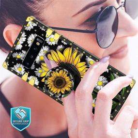 img 2 attached to 🌻 Dazzling Sunflower Samsung Galaxy S10 Plus Case: Floral Design with Screen Protector, Lanyard, Kickstand & Finger Grip - Perfect for Women and Girls!