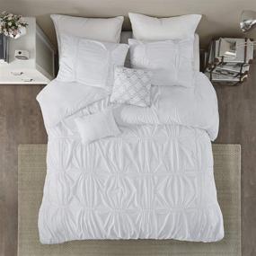 img 2 attached to ❄️ Intelligent Design Benny Metallic Elastic Embroidery Duvet Cover Set - Full/Queen White, Perfect for Teen Bedroom Bedding