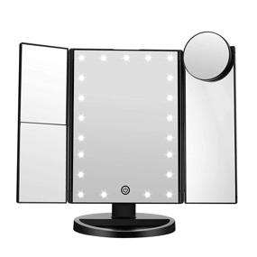 img 4 attached to 💄 Enhance Vanity Experience with FASCINATE Trifold LED Lighted Makeup Mirror: 2X/3X Magnification, 360° Rotation, Dual Power Supply, Black
