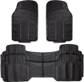 img 4 attached to 🚗 Zento Deals 4-Piece Black Full Rubber Vehicle Floor Mats - Premium Quality, All-Weather Protection