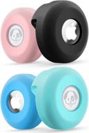 panzzda airtag dog collar holder 4 pack - silicone protection case for anti-lost apple air tag 2021 - black, blue, green, pink logo