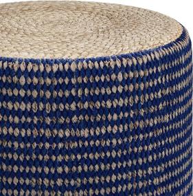 img 2 attached to 🪑 Larissa Round Pouf Footstool - Natural and Blue Hand Braided Jute Upholstery for Living Room, Bedroom, and Kids Room - Boho Contemporary Modern Design by SIMPLIHOME