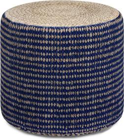 img 3 attached to 🪑 Larissa Round Pouf Footstool - Natural and Blue Hand Braided Jute Upholstery for Living Room, Bedroom, and Kids Room - Boho Contemporary Modern Design by SIMPLIHOME