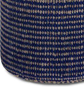 img 1 attached to 🪑 Larissa Round Pouf Footstool - Natural and Blue Hand Braided Jute Upholstery for Living Room, Bedroom, and Kids Room - Boho Contemporary Modern Design by SIMPLIHOME