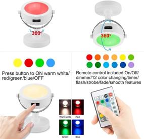 img 3 attached to 🌈 Versatile LUXSWAY Rechargeable LED Accent Lights: 360° Rotate Head, 12 Color Options, Remote Control, Perfect for Dart Board, Artwork, and Picture Display