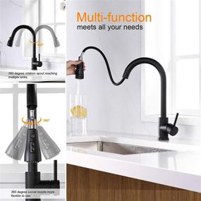 img 1 attached to 🚰 VFauosit Black Kitchen Faucet with Pull Down Sprayer: Commercial Stainless Steel, Single Handle Pull Out - Matte Black Finish, Grifo para Fregaderos de Cocina