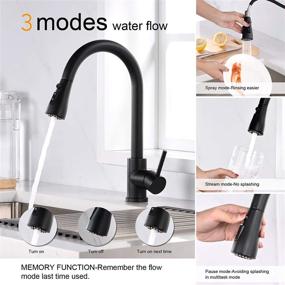 img 2 attached to 🚰 VFauosit Black Kitchen Faucet with Pull Down Sprayer: Commercial Stainless Steel, Single Handle Pull Out - Matte Black Finish, Grifo para Fregaderos de Cocina