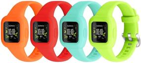 img 4 attached to 📱 Vanet 4 Pack Garmin Vivofit Jr 3 Bands for Kids - Soft Silicone, Sporty & Adjustable Replacement Bands in Red/Orange/Lime/Teal Green