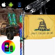 🚗 autoommo 2pcs 3ft spiral rgb led chasing whip light with gadsden flag remote and app control - 300 flash patterns for utv atv off-road truck sand buggy dune rzr can-am (3ft) logo