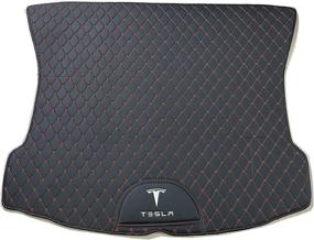 img 3 attached to Sungmir Car Cargo Liner Trunk Mat For Tesla Model 3 Waterproof All Weather Protection Diamond PU Leather 2018 2019 2020 2021 2022