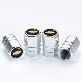 img 3 attached to 🚗 Крышки для клапанов колес Chevrolet Car Wheel Tire Valve Stem Caps - Аксессуары для изменения стиля клапанов для модели Cruze Malibu Camaro Colorado Equinox Silverado (4 шт., серебряные)