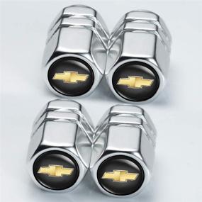 img 1 attached to 🚗 Крышки для клапанов колес Chevrolet Car Wheel Tire Valve Stem Caps - Аксессуары для изменения стиля клапанов для модели Cruze Malibu Camaro Colorado Equinox Silverado (4 шт., серебряные)