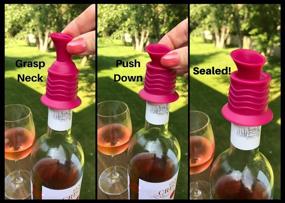 img 1 attached to Silicone Wine Accessories 2 Pack - Pink and Gray Wine Stopper and Pourer Set by Simply Charmed